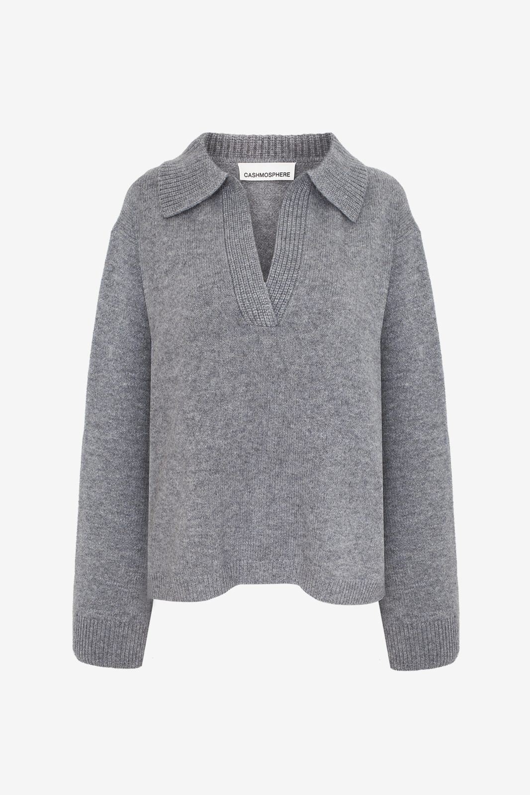 Cashmosphere Polo Sweater in Grey